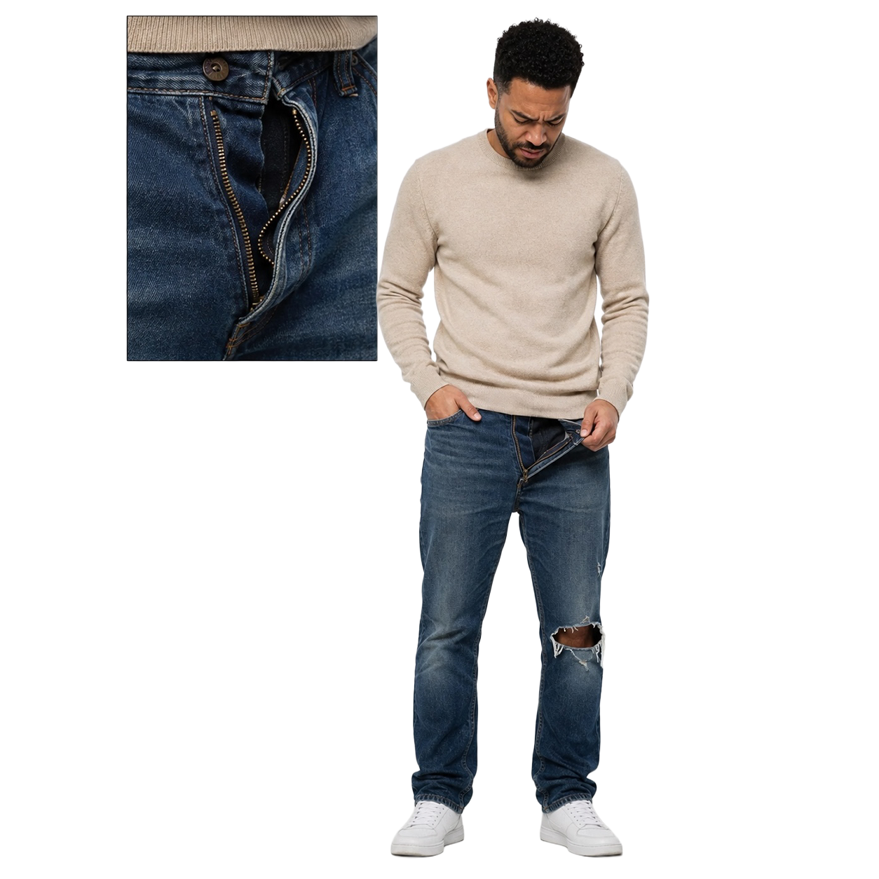 Damaged garment before professional repair